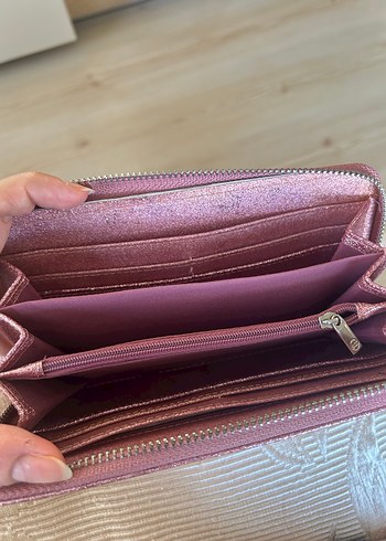  Beden pembe Renk Parlak simli Stradivarius cüzdan