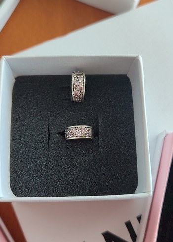 Pandora pembe klips charm pave