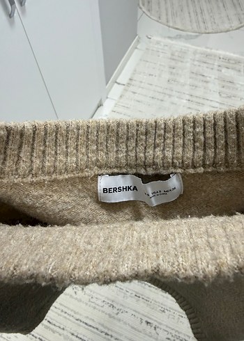 Bej Kadın Örgü Yün Triko Kayık Yaka - Görsel 3