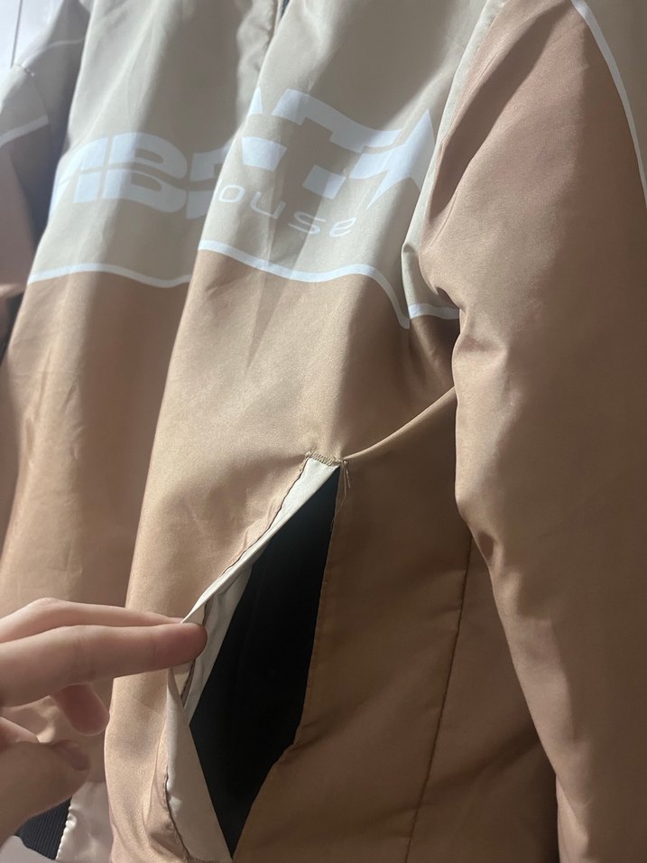 Bej Yüksek Yakalı Fermuarlı Oversize İnce Yağmurluk - Görsel 4