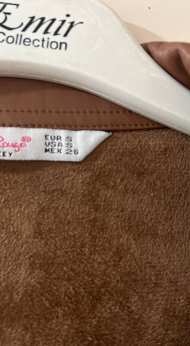 Düğmeli Kahverengi Deri İnce Kadın Ceket - Görsel 2