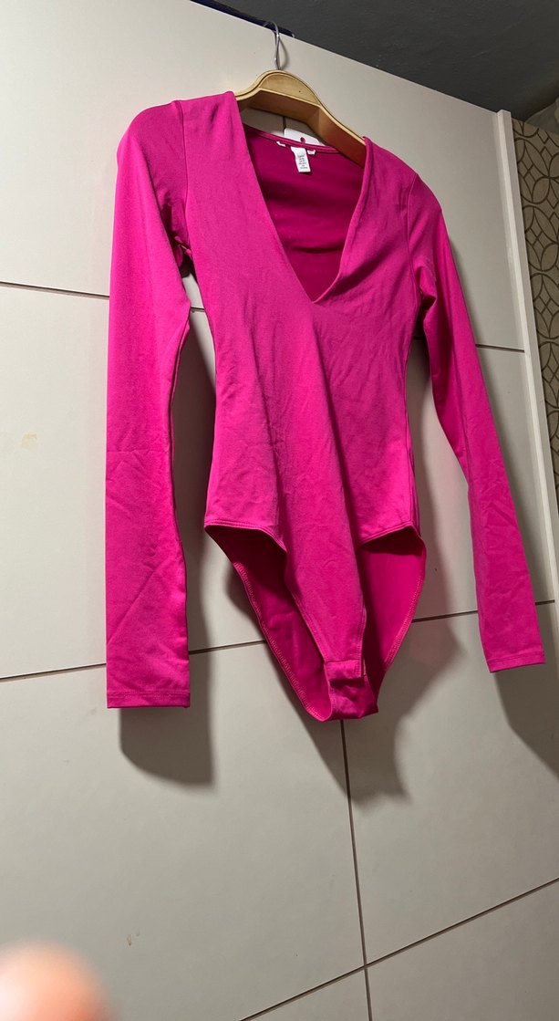 Pembe V Yaka Uzun Kollu Kadın Bluz - Görsel 2