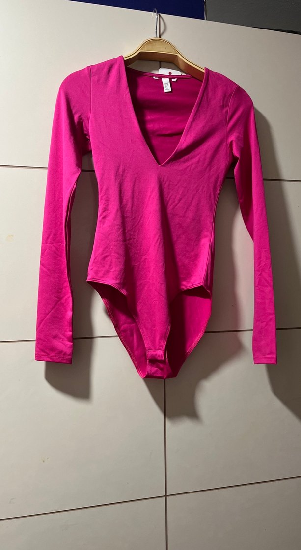 Pembe V Yaka Uzun Kollu Kadın Bluz - Görsel 3