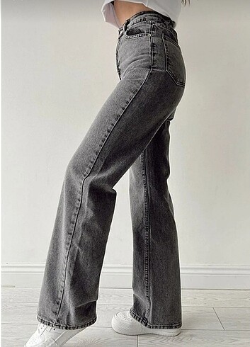Diğer Kadın Füme Süper Yüksek Bel Salaş Paça Kot Pantolon