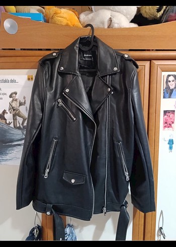 Kadın Siyah Deri Biker Ceket