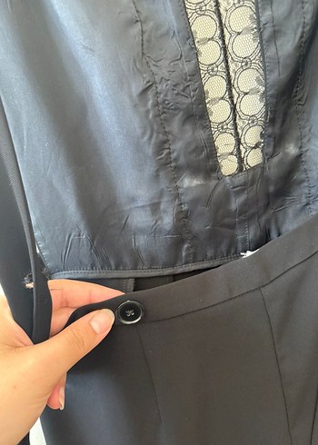 xl Beden siyah Renk orijinal Twist siyah tulum dantel detaylı