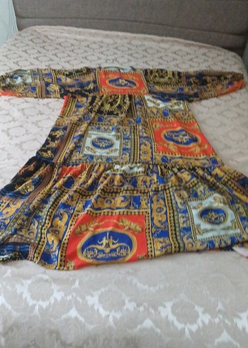 Zincir Detaylı Bohem Uzun Desenli Elbise - Görsel 2