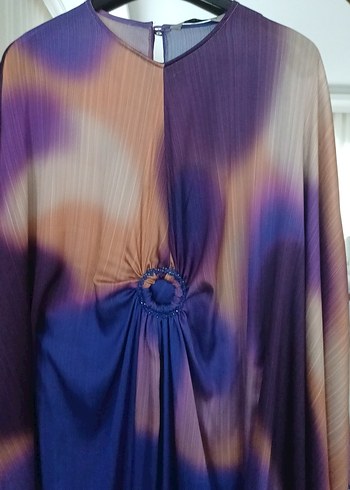 Bohem Mor Batik Desenli Uzun Elbise - Görsel 5