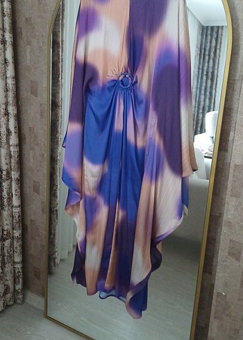 Bohem Mor Batik Desenli Uzun Elbise - Görsel 2