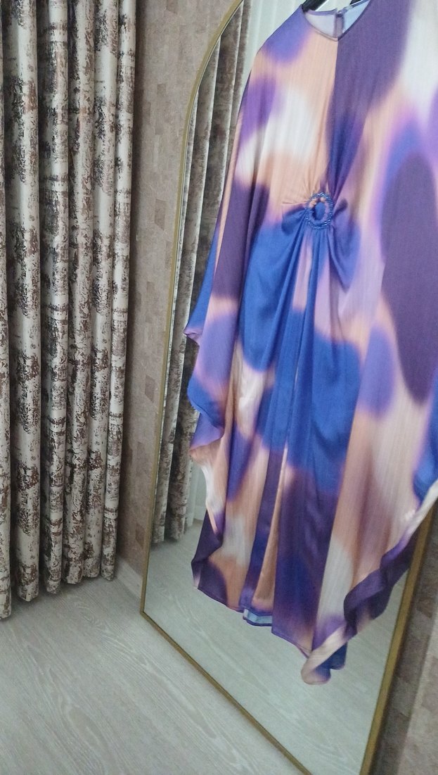 Bohem Mor Batik Desenli Uzun Elbise - Görsel 4