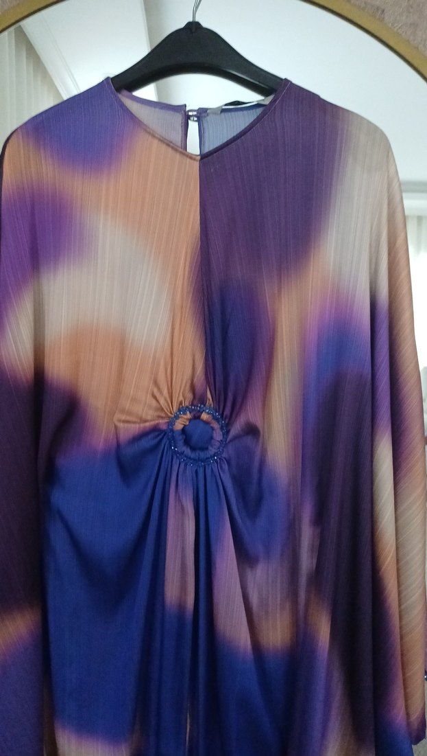 Bohem Mor Batik Desenli Uzun Elbise - Görsel 5