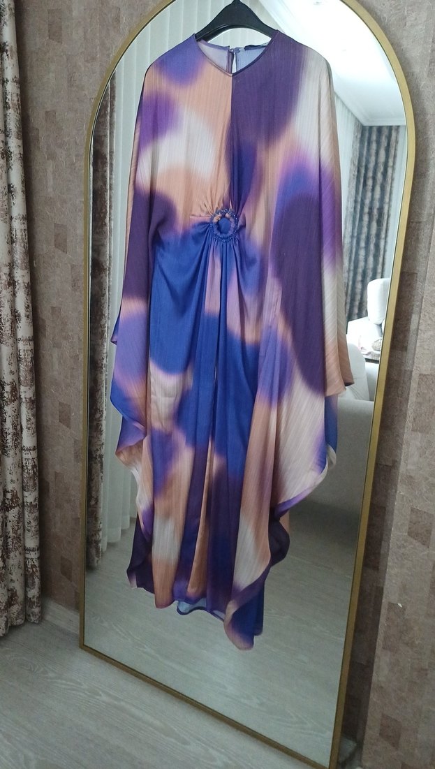 Bohem Mor Batik Desenli Uzun Elbise - Görsel 2