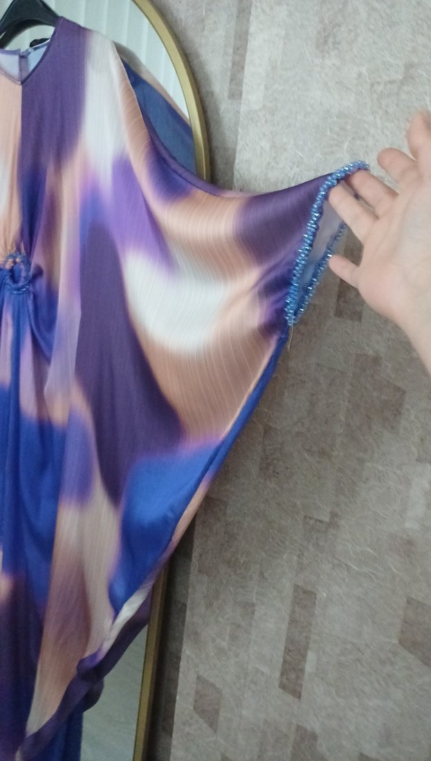 Bohem Mor Batik Desenli Uzun Elbise - Görsel 3