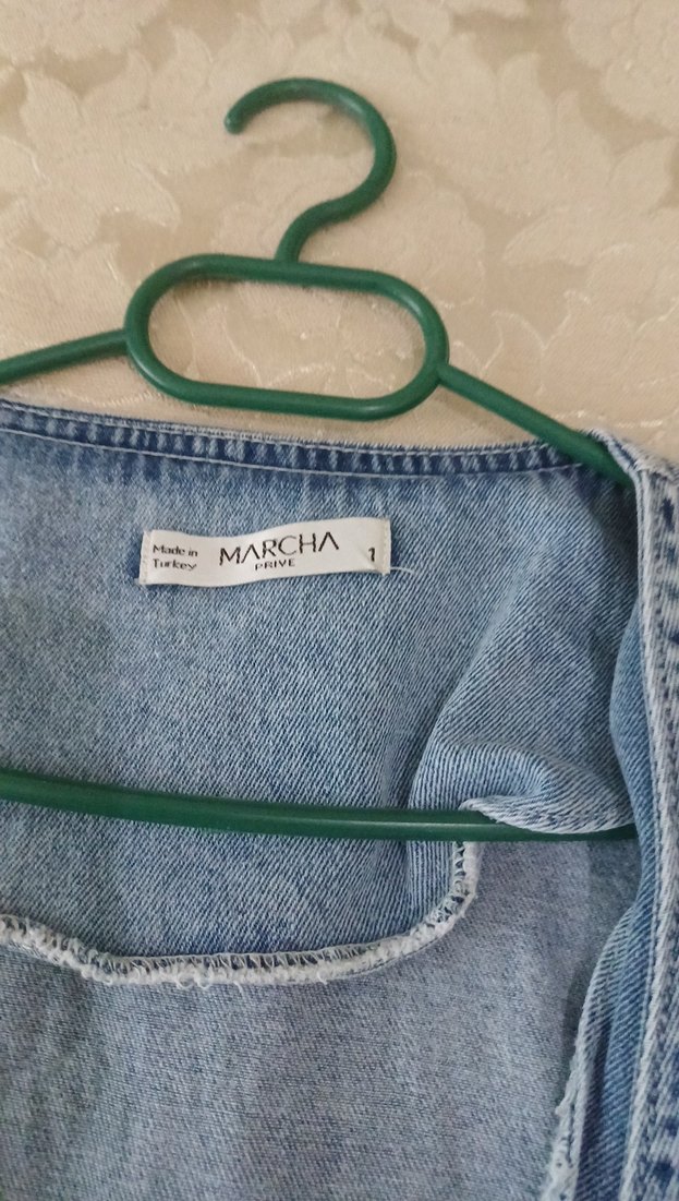 Düğmeli Kolsuz Mavi Kot Yelek - Görsel 4