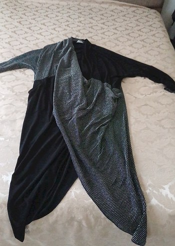 Uzun Siyah Kadın Gevşek Kesim Giydirme - Görsel 2