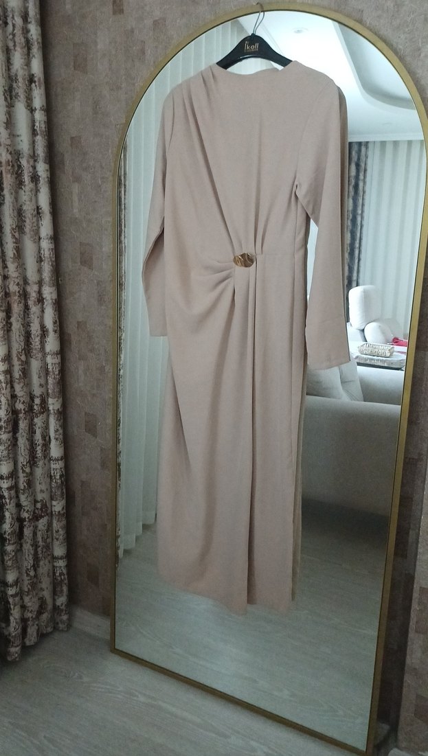 Bej Kadın Uzun Keten Elbise - Görsel 2