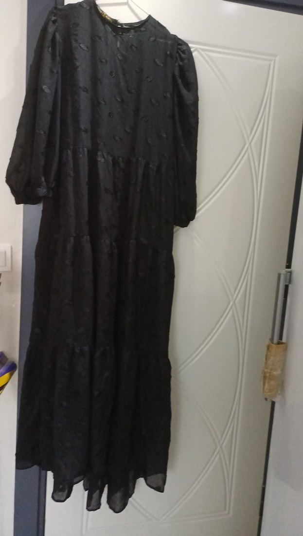 Siyah Uzun Kollu Siyah Uzun Elbise - Görsel 2