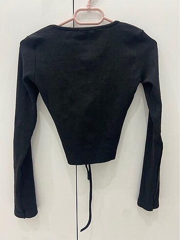 Addax ADDAX KADIN SİYAH BÜZGÜLÜ CROP BLUZ