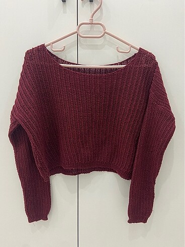 KADIN BORDO ÖRGÜ CROP