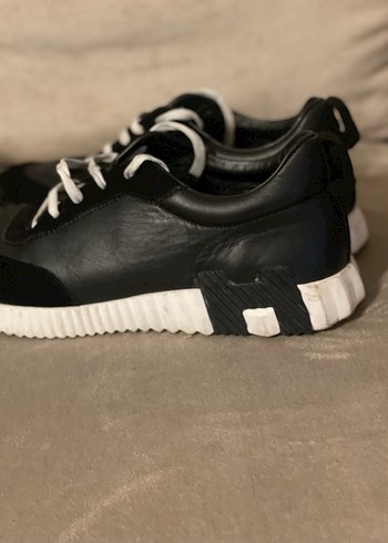 Hermes Siyah Bağcıklı casual ayakkabı hakiki deri - Görsel 3