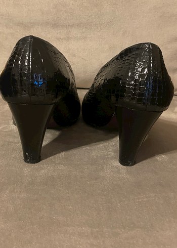 Klasik Siyah hakiki deri Topuklu Ayakkabı - Görsel 3