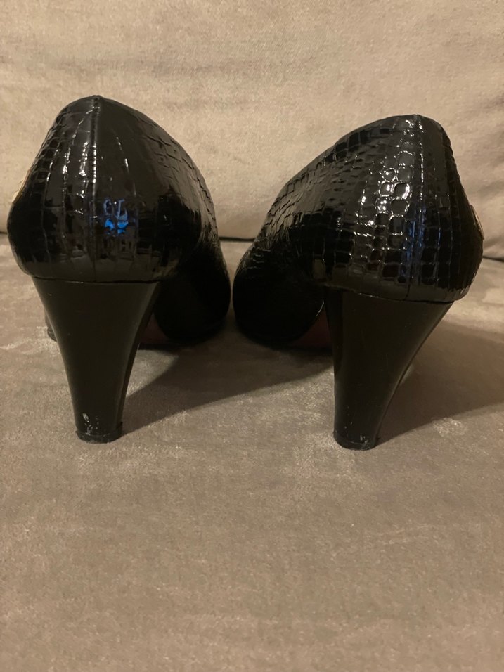 Klasik Siyah hakiki deri  Topuklu Ayakkabı - Görsel 3