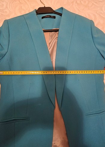 Düğmeli Mavi Kadın Blazer Ceket - Görsel 5