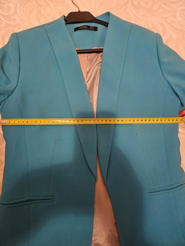 Düğmeli Mavi Kadın Blazer Ceket - Görsel 5