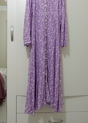 Lila midi elbise