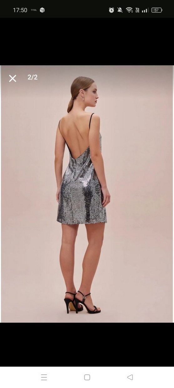 Gri Seksi Mini Payetli Elbise - Görsel 2