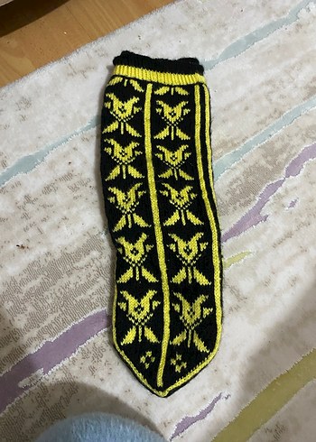 Sarı Nakışlı Erkek kadın çorap patik - Görsel 3