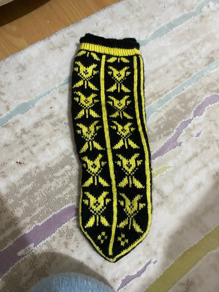 Sarı Nakışlı Erkek kadın çorap patik - Görsel 3