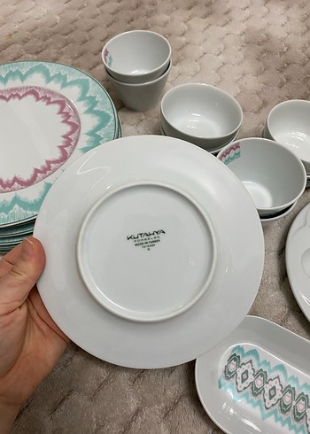 Turkuaz Pastel Desenli Porselen Yemek kahvaltı Takımı - Görsel 8