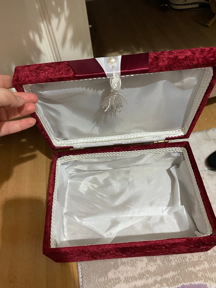 Bordo Parlak Uzun Kollu Papyonlu Smokin kutu - Görsel 2