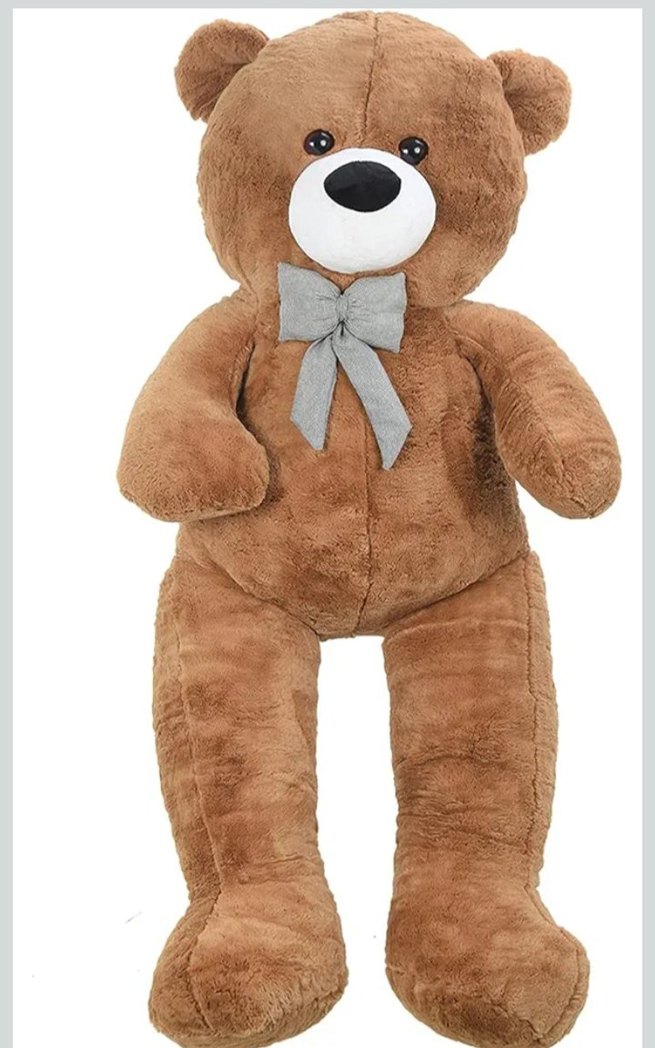 Gri Fiyonk Detaylı Kahverengi Peluş Ayı - Görsel 2