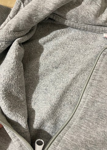 Erkek Çocuk Gri Fermuarlı Kapüşonlu Sweatshirt - Görsel 3