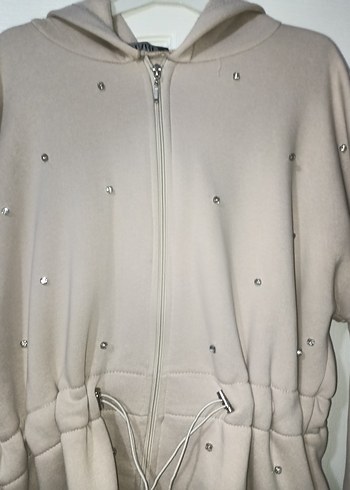Kadın Bej Kapüşonlu Uzun Ceket - Görsel 4