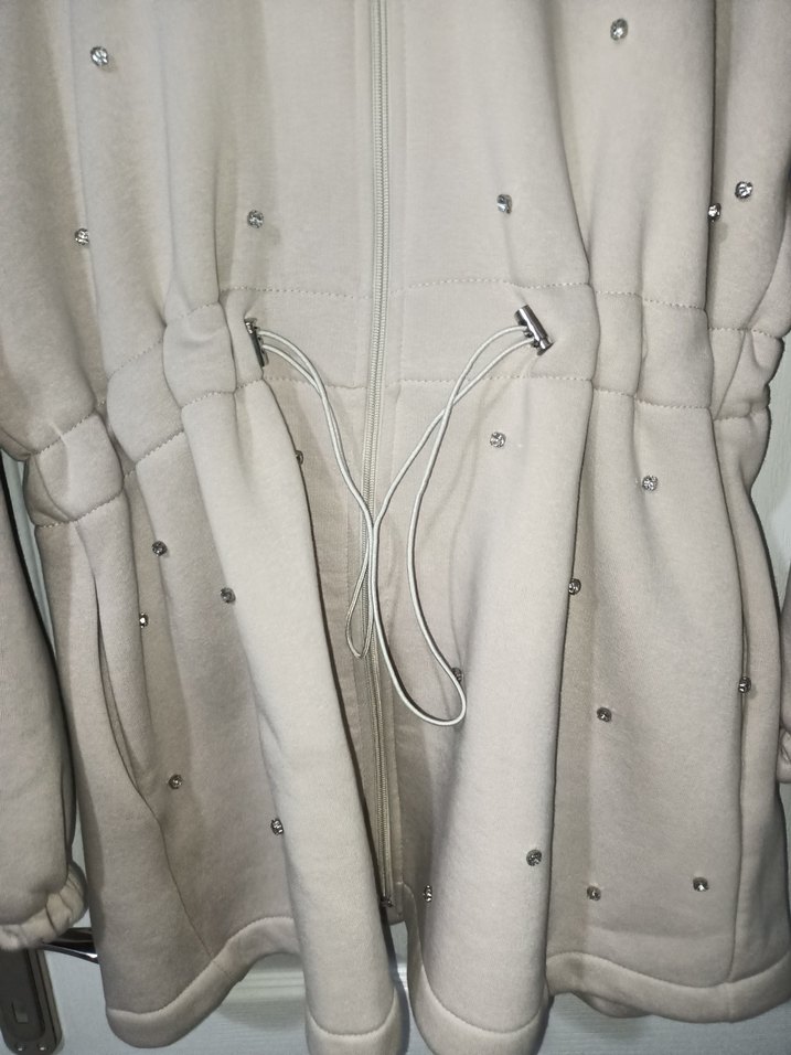 Kadın Bej Kapüşonlu Uzun Ceket - Görsel 5