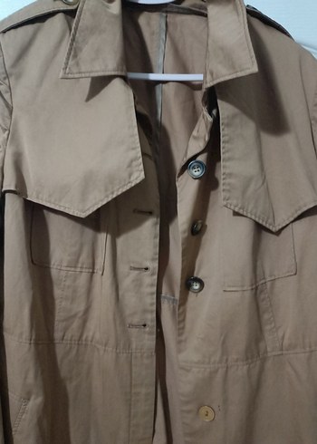 Bej Düğmeli Midi Kadın Trençkot - Görsel 2