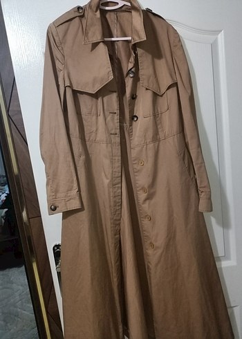 Bej Düğmeli Midi Kadın Trençkot - Görsel 4