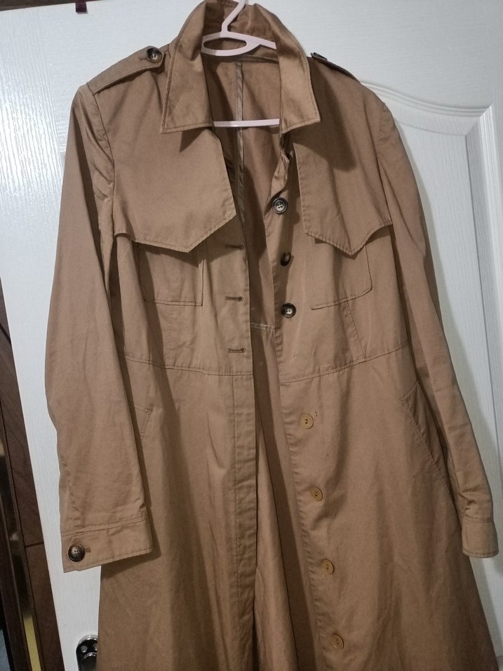 Bej Düğmeli Midi Kadın Trençkot - Görsel 3