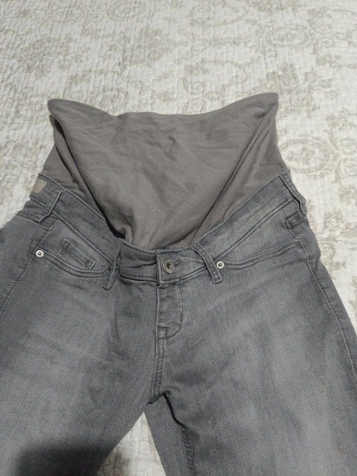 Gri Normal Paça hamile Kadın Kot Pantolon - Görsel 4