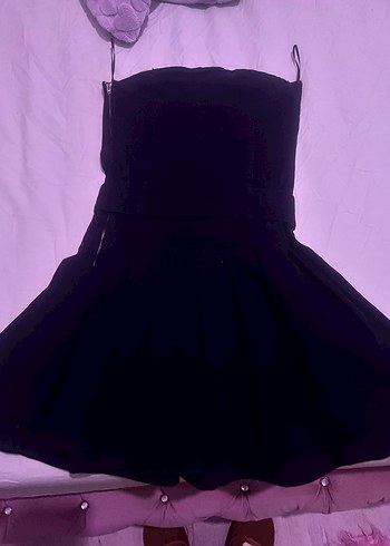 Kemerli Siyah Midi Goth Mini elbise - Görsel 3