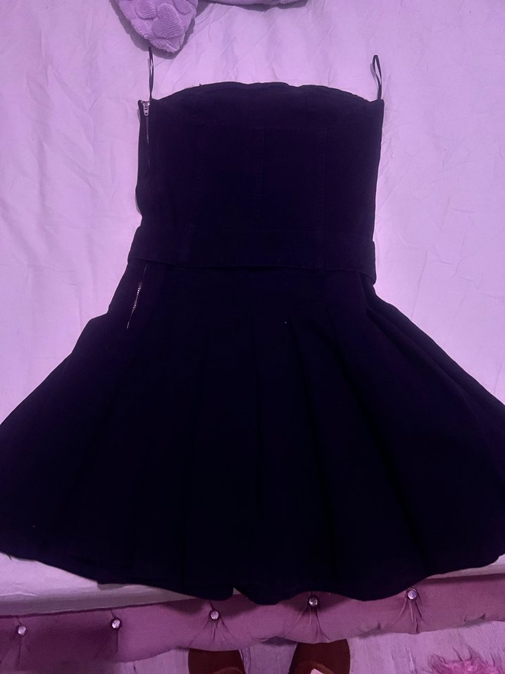 Kemerli Siyah Midi Goth Mini elbise - Görsel 3