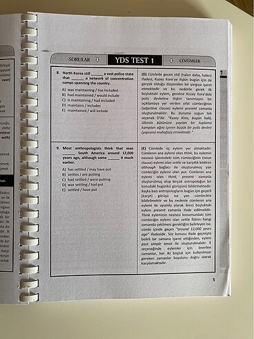  10 adet cevaplı YDS deneme testi