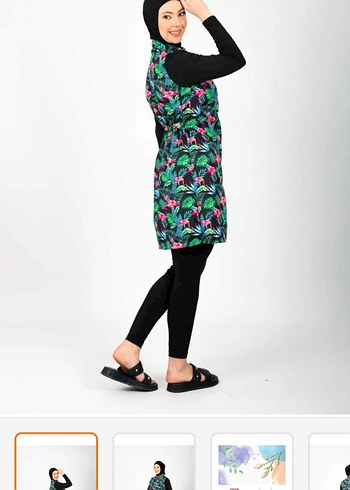 Siyah Batik Desenli Uzun Kadın Mayo cok az kullanildi