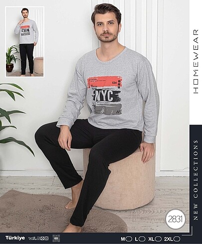 Uzunkol erkek pijama takımı pamuklu
