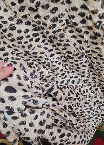 l Beden Leopar desenli elbise