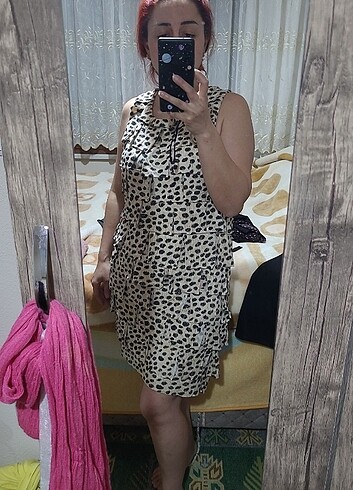 Leopar desenli elbise