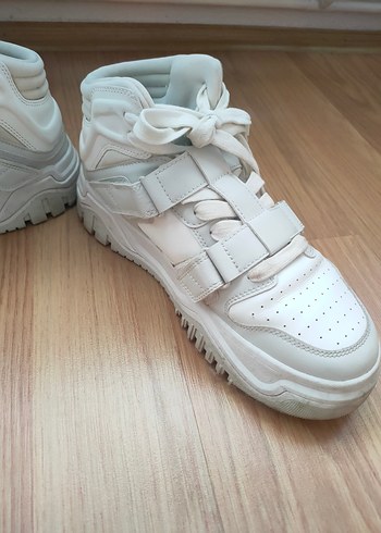 Beyaz Platform Topuklu Erkek Spor Ayakkabı Orjinal Bershka - Görsel 7